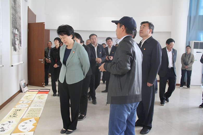 省委宣传部长赵素萍等领导来郸城观看艺术馆作品