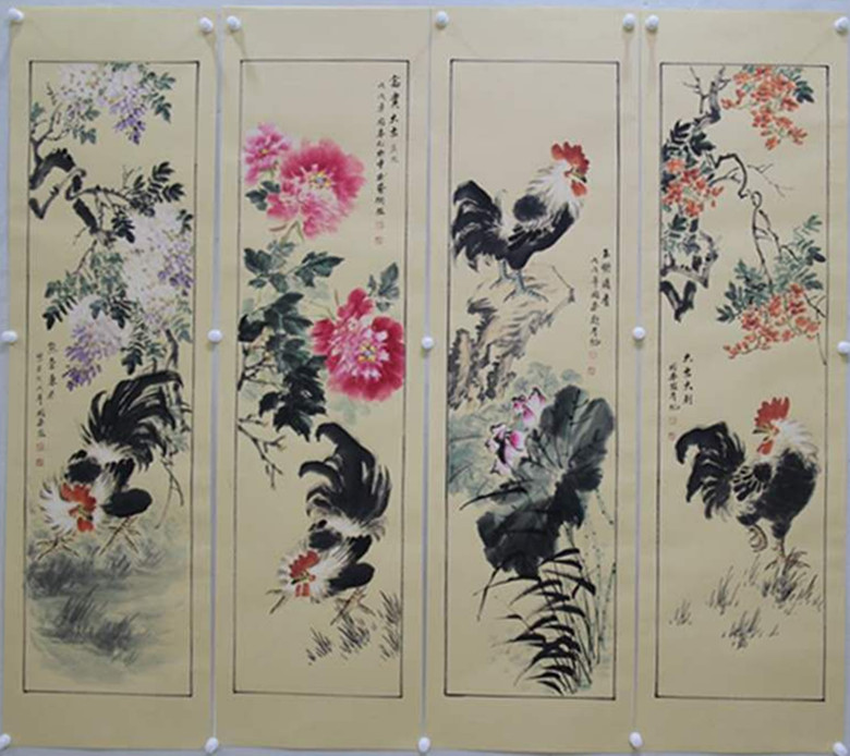 中州艺术馆向您介绍许国安花鸟画四条屏