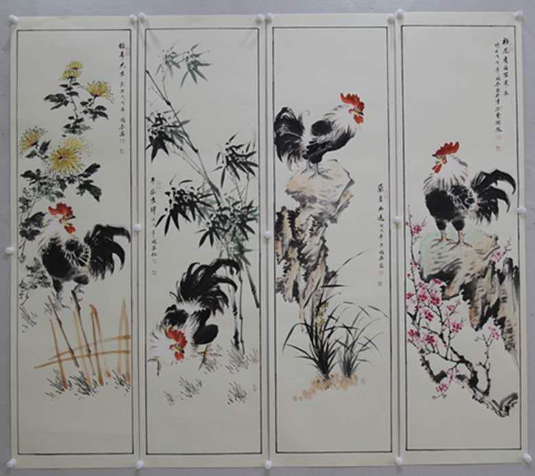 中州艺术馆向您介绍许国安花鸟画四条屏